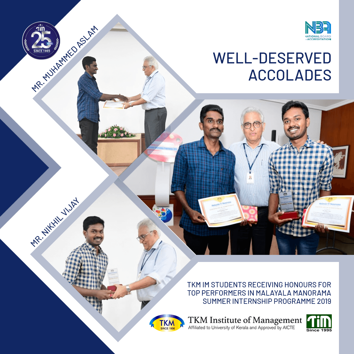 Malayala Manorama Summer Internship: TKMIM 24th MBA Batch Received Honours